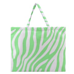 Green Zebra Vibes Animal Print  Zipper Large Tote Bag by ConteMonfrey