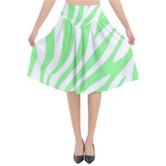 Green Zebra Vibes Animal Print  Flared Midi Skirt by ConteMonfrey