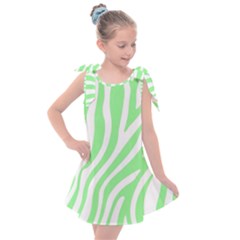 Green Zebra Vibes Animal Print  Kids  Tie Up Tunic Dress by ConteMonfrey