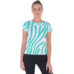 Blue Zebra Vibes Animal Print   Short Sleeve Sports Top  by ConteMonfrey