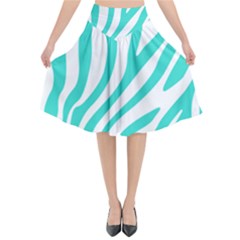 Blue Zebra Vibes Animal Print   Flared Midi Skirt by ConteMonfrey