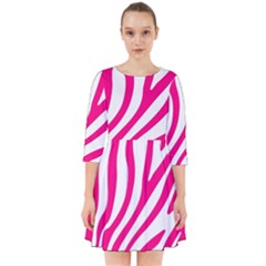 Pink Fucsia Zebra Vibes Animal Print Smock Dress by ConteMonfrey