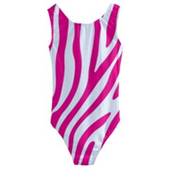 Pink Fucsia Zebra Vibes Animal Print Kids  Cut-out Back One Piece Swimsuit by ConteMonfrey