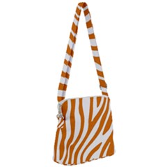 Orange Zebra Vibes Animal Print   Zipper Messenger Bag by ConteMonfrey