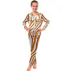 Orange Zebra Vibes Animal Print   Kid s Satin Long Sleeve Pajamas Set by ConteMonfrey