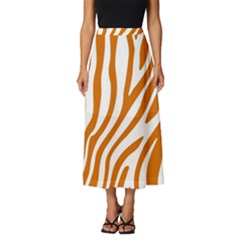 Orange Zebra Vibes Animal Print   Classic Midi Chiffon Skirt by ConteMonfrey