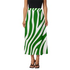 Dark Green Zebra Vibes Animal Print Classic Midi Chiffon Skirt by ConteMonfrey