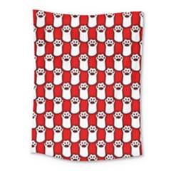 Red And White Cat Paws Medium Tapestry by ConteMonfrey