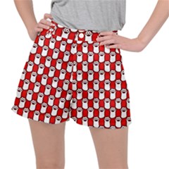 Red And White Cat Paws Women s Ripstop Shorts by ConteMonfrey