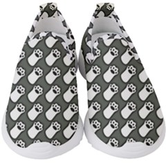 Grey And White Little Paws Kids  Slip On Sneakers by ConteMonfrey