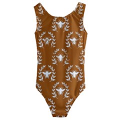 Brown Golden Bees Kids  Cut-out Back One Piece Swimsuit by ConteMonfrey