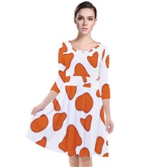 Orange Cow Dots Quarter Sleeve Waist Band Dress by ConteMonfrey