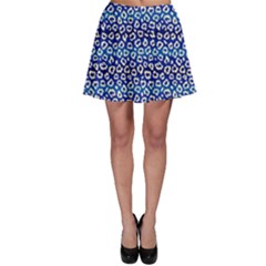 Animal Print - Blue - Leopard Jaguar Dots Small  Skater Skirt by ConteMonfrey