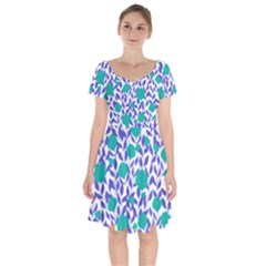 Green Flowers On The Wall Short Sleeve Bardot Dress by ConteMonfrey