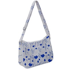 Blue Classy Tulips Zip Up Shoulder Bag by ConteMonfrey