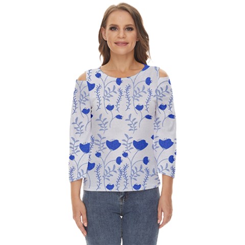 Blue Classy Tulips Cut Out Wide Sleeve Top by ConteMonfrey