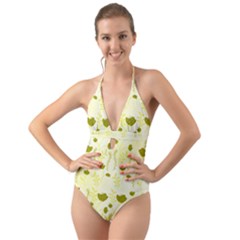 Yellow Classy Tulips  Halter Cut-out One Piece Swimsuit by ConteMonfrey