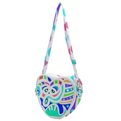 Crazy Pop Art - Doodle Animals   Heart Shoulder Bag by ConteMonfrey