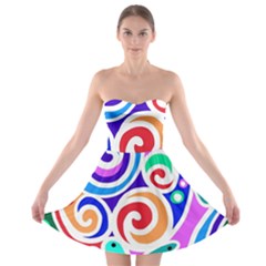 Crazy Pop Art - Doodle Circles   Strapless Bra Top Dress by ConteMonfrey