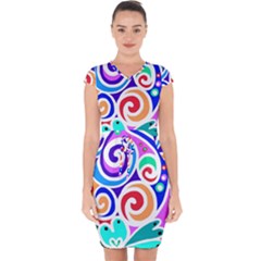 Crazy Pop Art - Doodle Circles   Capsleeve Drawstring Dress  by ConteMonfrey