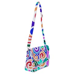 Crazy Pop Art - Doodle Circles   Shoulder Bag With Back Zipper by ConteMonfrey