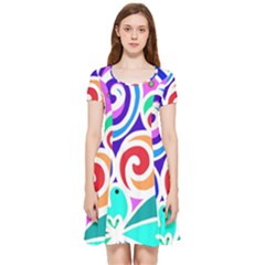 Crazy Pop Art - Doodle Circles   Inside Out Cap Sleeve Dress by ConteMonfrey