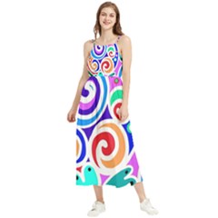 Crazy Pop Art - Doodle Circles   Boho Sleeveless Summer Dress by ConteMonfrey