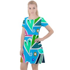 Crazy Pop Art - Doodle Hearts   Cap Sleeve Velour Dress  by ConteMonfrey