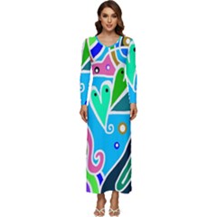 Crazy Pop Art - Doodle Hearts   Long Sleeve Longline Maxi Dress by ConteMonfrey