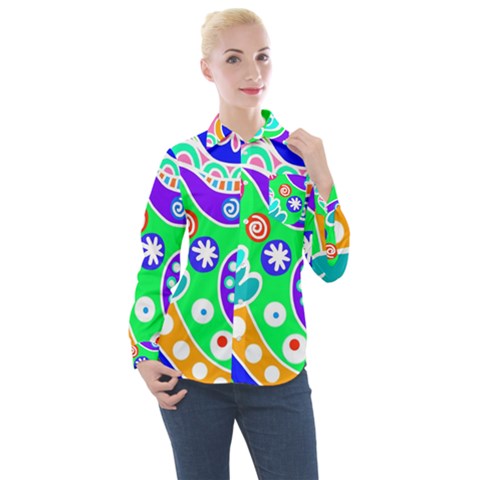 Crazy Pop Art - Doodle Lover   Women s Long Sleeve Pocket Shirt by ConteMonfrey