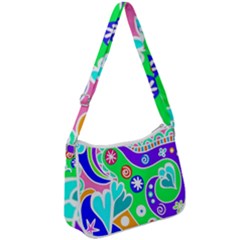 Crazy Pop Art - Doodle Lover   Zip Up Shoulder Bag by ConteMonfrey