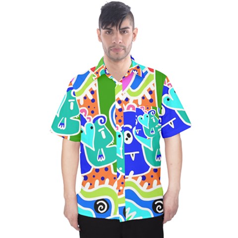 Crazy Pop Art - Doodle Buddies  Men s Hawaii Shirt by ConteMonfrey