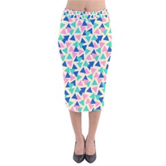 Pop Triangles Velvet Midi Pencil Skirt by ConteMonfrey