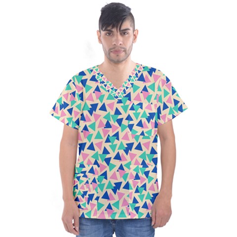 Pop Triangles Men s V-neck Scrub Top by ConteMonfrey