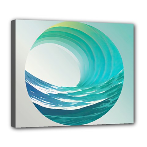 Tsunami Tidal Wave Wave Minimalist Ocean Sea 2 Deluxe Canvas 24  X 20  (stretched) by Wegoenart