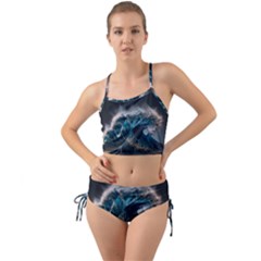 Tsunami Waves Ocean Sea Water Rough Seas Nature Mini Tank Bikini Set by Wegoenart