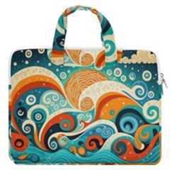 Waves Ocean Sea Abstract Whimsical Abstract Art 4 Macbook Pro 16  Double Pocket Laptop Bag  by Wegoenart