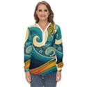 Waves Ocean Sea Abstract Whimsical Abstract Art 3 Zip Up Long Sleeve Blouse View1