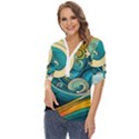 Waves Ocean Sea Abstract Whimsical Abstract Art 3 Zip Up Long Sleeve Blouse View2