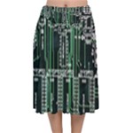 Printed Circuit Board Circuits Velvet Flared Midi Skirt