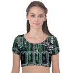 Printed Circuit Board Circuits Velvet Short Sleeve Crop Top 