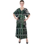 Printed Circuit Board Circuits V-Neck Boho Style Maxi Dress