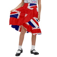 Union Jack London Flag Uk Kids  Ruffle Flared Wrap Midi Skirt by Celenk