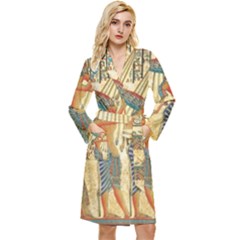 Egyptian Man Sun God Ra Amun Long Sleeve Velvet Robe by Celenk