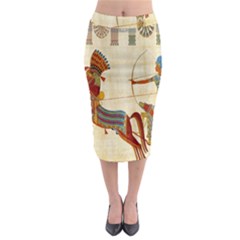 Egyptian Tutunkhamun Pharaoh Design Midi Pencil Skirt by Celenk