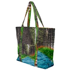 River Forest Landscape Nature Zip Up Canvas Bag by Celenk