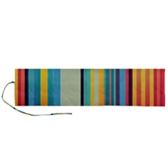 Colorful Rainbow Striped Pattern Stripes Background Roll Up Canvas Pencil Holder (l) by Uceng