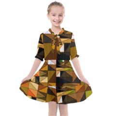 Abstract Experimental Geometric Shape Pattern Kids  All Frills Chiffon Dress by Uceng