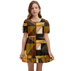 Abstract Experimental Geometric Shape Pattern Kids  Short Sleeve Dolly Dress by Uceng