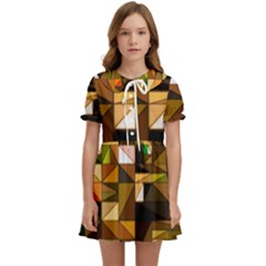 Abstract Experimental Geometric Shape Pattern Kids  Sweet Collar Dress by Uceng